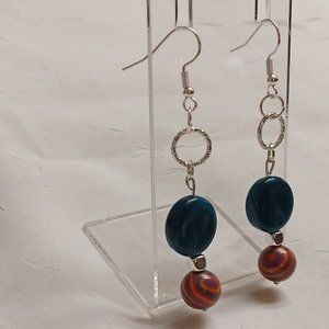 Steel Homemade Hand Crafted Dangle Earrings with Synthetic Stones #59